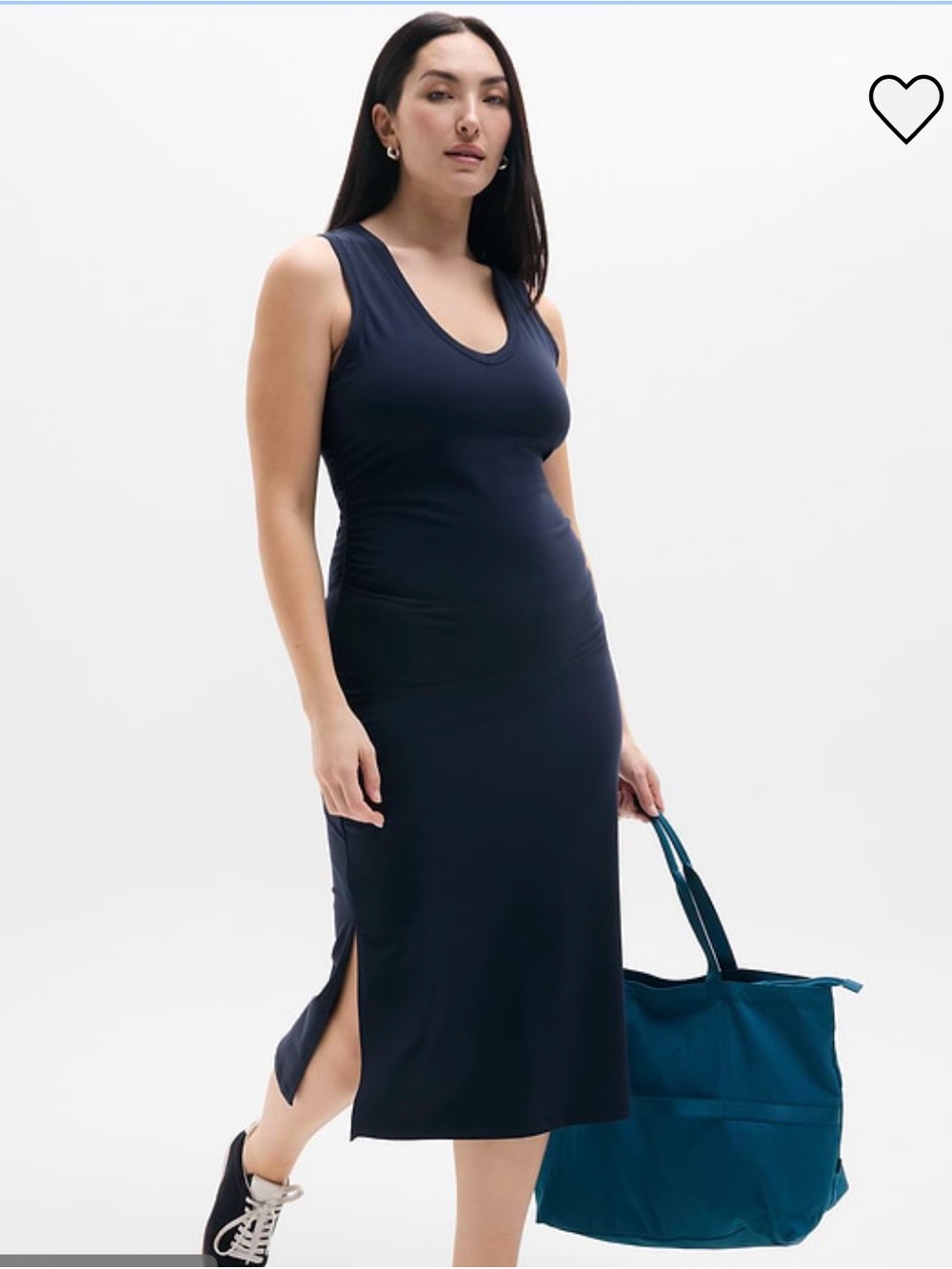 ATHLETA, Essential V-neck Midi Dress Navy, Sz M